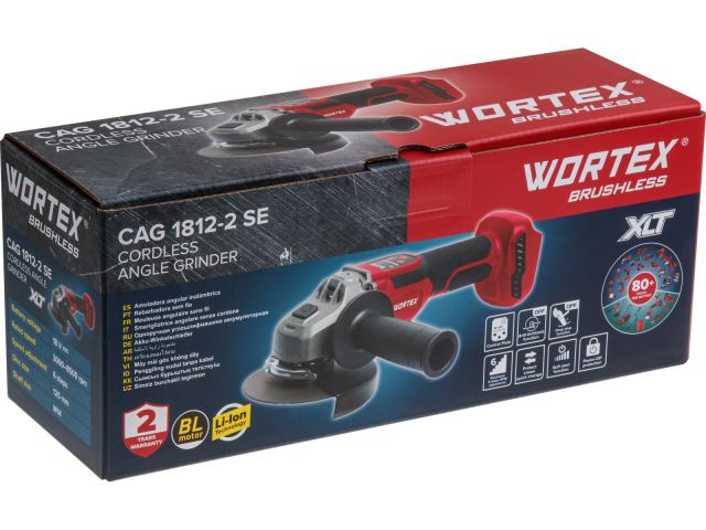 Аккум. углошлифмашина WORTEX CAG 1812-2 SE в кор. XLT SOLO БЕСЩЕТ., 18 В, 125 мм, 3000-8500 об/мин