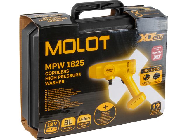 Очиститель высокого давления аккумуляторный MOLOT MPW 1825 XLT Lite SET