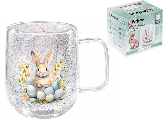 Кружка стеклянная с двойными стенками, 380 мл, серия EASTER-1, PERFECTO LINEA