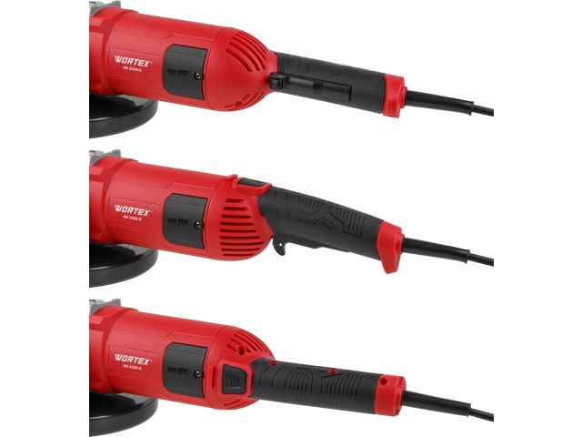 Двуручная углошлифмашина WORTEX AG 2326-5 в кор. 2400 Вт, 230мм, 6500 об/мин, плавн. пуск, поворот.