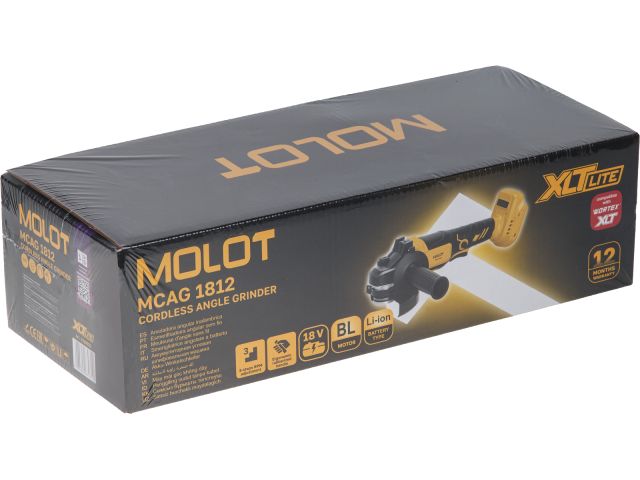 Шлифмашина угловая аккумуляторная MOLOT MCAG 1812 XLT Lite SOLO