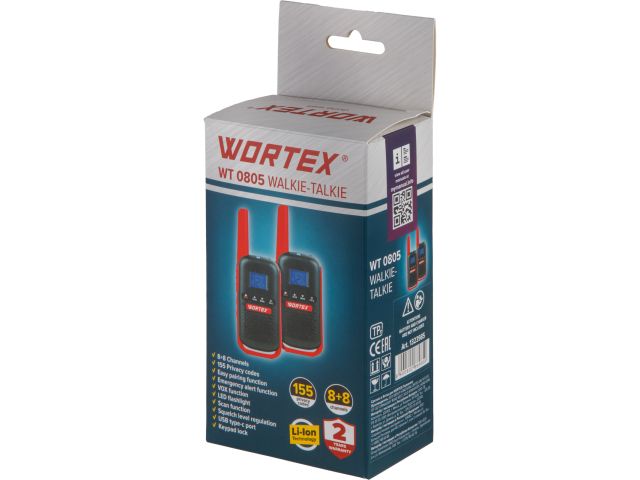 Портативная радиостанция WORTEX WT 0805 в кор. (комплект 2 шт.) SOLO, PMR (446 МГц), 0,5 Вт