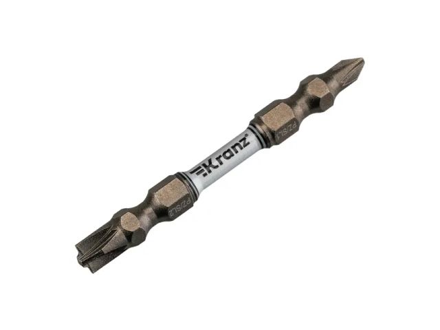 Бита для шуруповерта PZ/FL1 x PZ/FL2х65 мм (2 шт/уп) KRANZ
