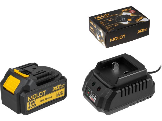 Комплект аккумулятор 18В 4 Ач и зарядное устройство MOLOT XLT Lite
