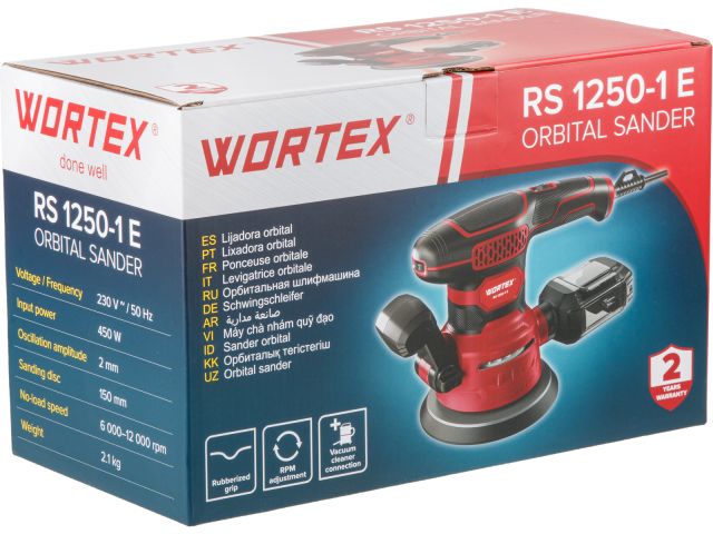 Эксцентриковая шлифмашина WORTEX RS 1250-1 E в кор. 450 Вт, 150 мм, 6000-12000 об/мин