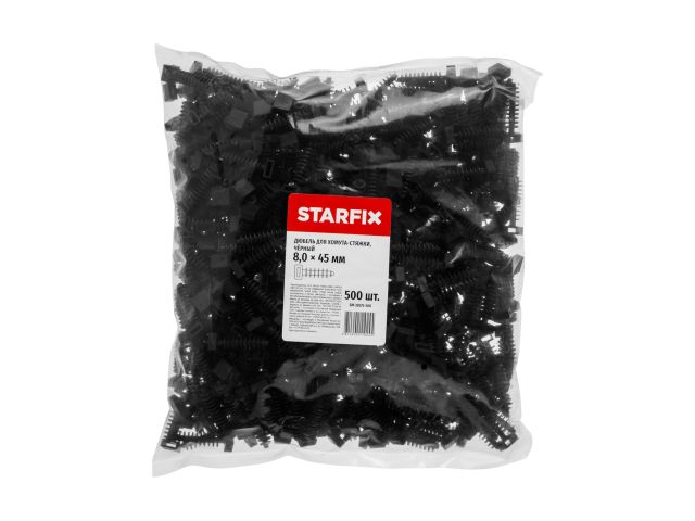 Дюбель для хомута-стяжки 8.0х45 мм черный (500 шт в пакете) STARFIX