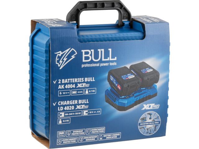 Набор аккумулятор 2х4 А*ч и зарядное устройство 2х4 А BULL XLTpro в чем. SET