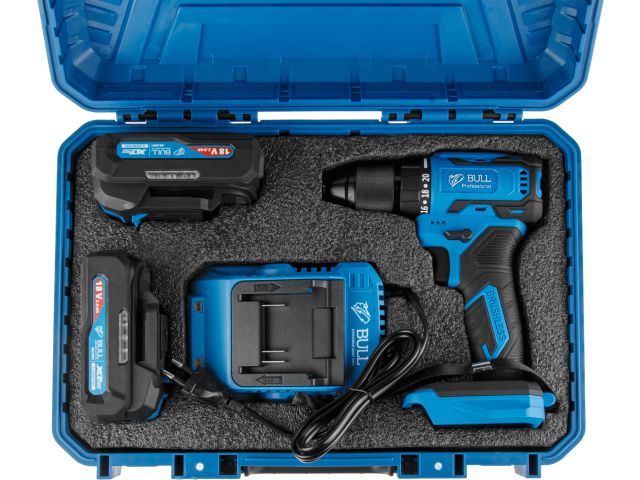 Аккум. дрель-шуруповерт BULL SR 1804 R-series в чем. XLTpro БЕСЩЕТ., Импульс., 18 В, 50 Н*м, 2х2 А*ч