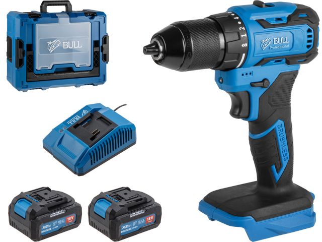 Аккум. дрель-шуруповерт BULL SR 1804 R-series Xcase XLTpro БЕСЩЕТ., Импульс., 18 В, 50 Н*м, 2х4 А*ч