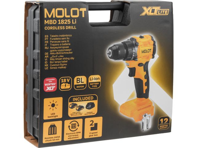 Дрель-шуруповерт аккумуляторная MOLOT MBD 1825 Li XLT Lite SET