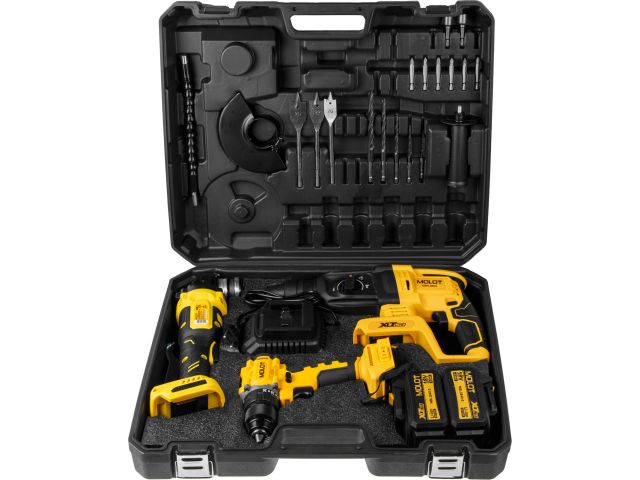 Набор аккум. инструмента MOLOT XLT Lite SET УШМ+Перфоратор+Шуруповерт