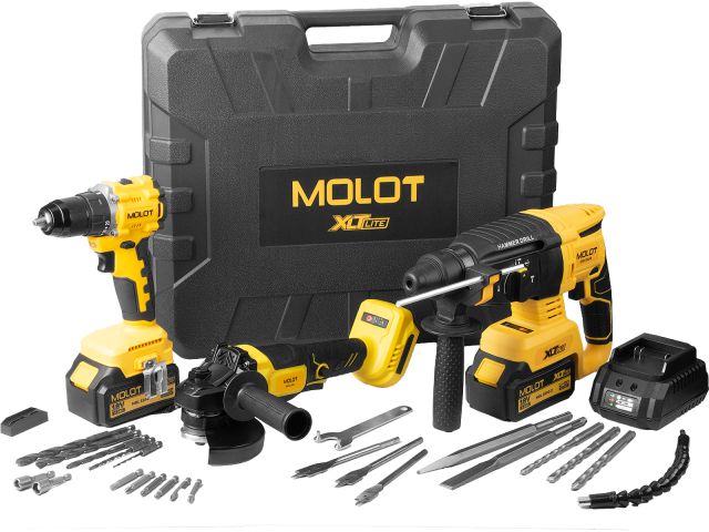 Набор аккум. инструмента MOLOT XLT Lite SET УШМ+Перфоратор+Шуруповерт