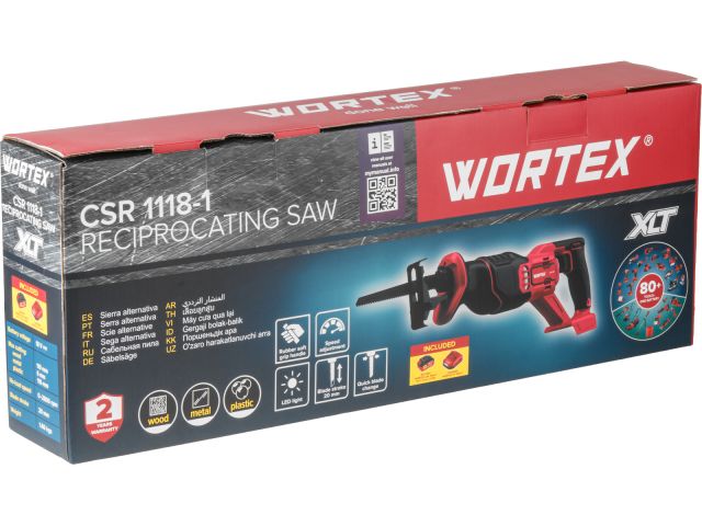Аккум. сабельная пила WORTEX CSR 1118-1 в кор. ALL1 XLT SET 18В, 4 Ач акб, дер. 110 мм