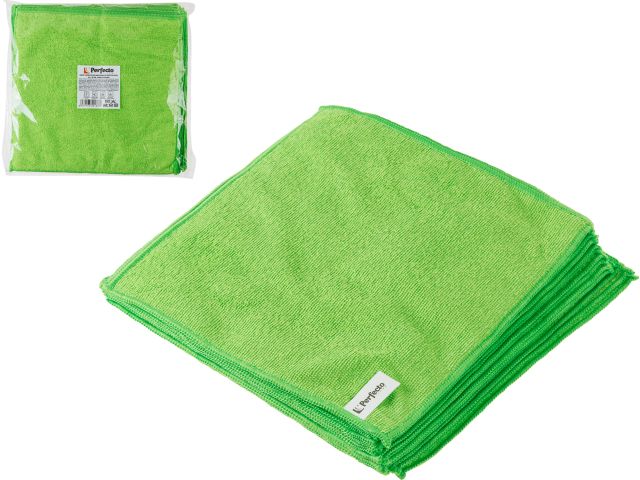 Набор салфеток из микрофибры Solid (Cолид) 20 шт., 30х30 см, универсальные, зелёные, PERFECTO LINEA