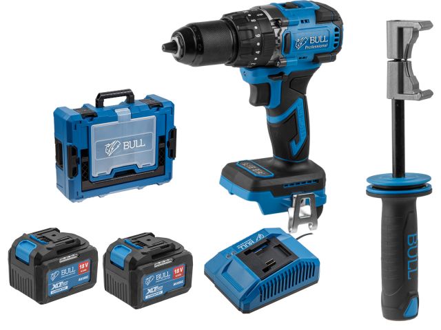 Аккум. дрель-шуруповерт BULL SR 1806 R-series Xcase XLTpro БЕСЩЕТ., Удар., 18 В, 80 Н*м, 2х6 А*ч