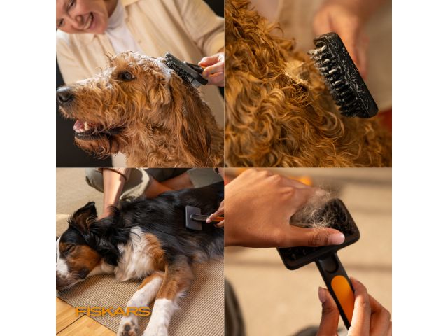 Щетка для шерсти силикон. PET FISKARS
