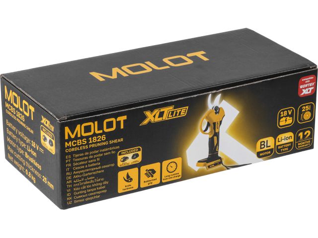 Секатор аккумуляторный MOLOT MCBS 1826 XLT Lite SET 1