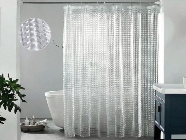 Шторка для ванной (12 колец в комплекте), 180х180 см, Aura, 3D хрусталь, PERFECTO LINEA