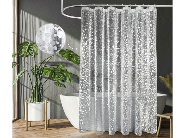 Шторка для ванной (12 колец в комплекте), 180х180 см, Aura, 3D роса, PERFECTO LINEA