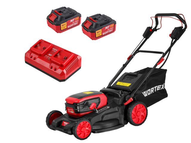 Газонокосилка аккум. WORTEX CLM 4536-4 в кор. XLT SET БЕСЩЁТ.ДВИГ., САМОХОД., 18В+18В, 2х4Ач акб