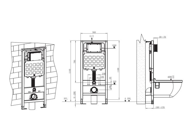 Инсталляционный сет 3 в 1 с кнопкой 303, AV Engineering