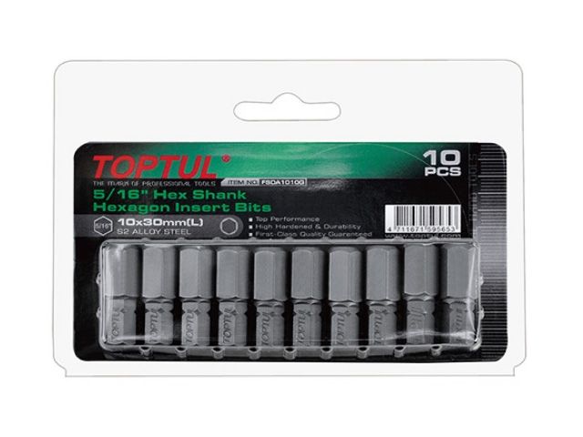 Насадка шестигранник 5мм 5/16" 10шт блистер TOPTUL (FSDA1005G)