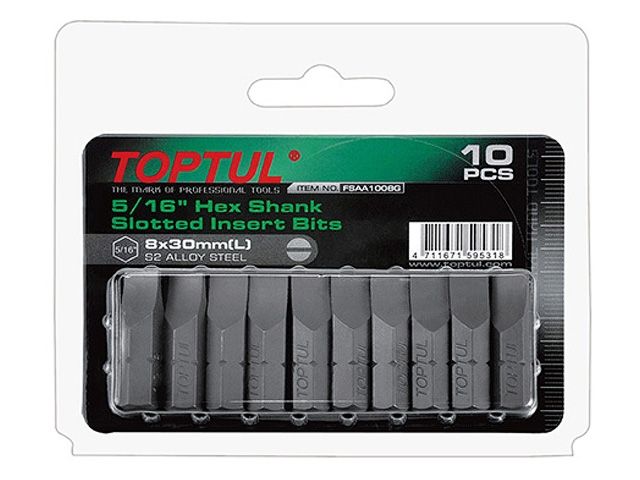 Насадка шлицевая 5/16" 1,2х8х30мм 10шт блистер TOPTUL (FSAA1008G)