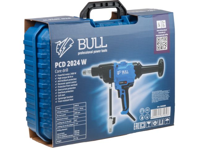 Дрель алмазного сверления BULL PCD 2024 W в чем., БЕСЩЕТ., 2400 Вт, 200 мм, мокрое свер.