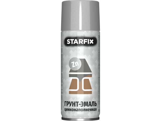 Грунт-эмаль цинконаполненная STARFIX серебристая, 520 мл
