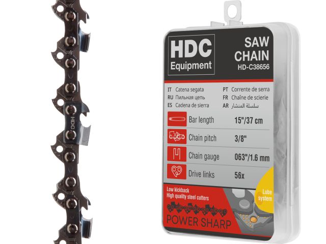 Цепь 37 см 15" 3/8" 1.6 мм 56 зв. (в пласт. боксе) HDC