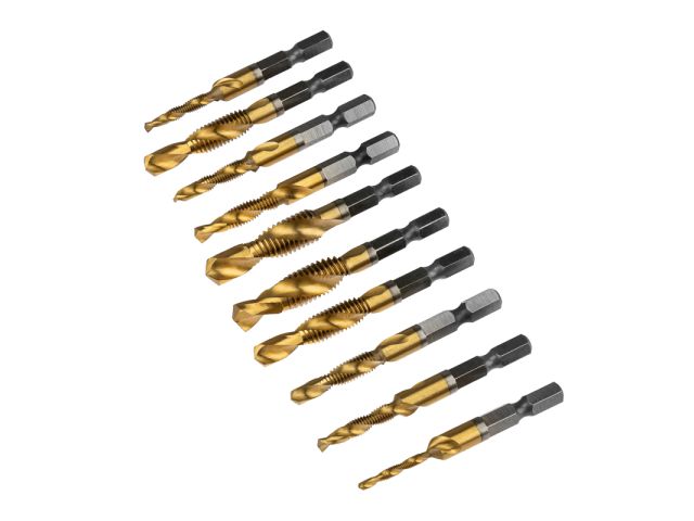 Набор сверл-метчиков (M3x1, M4x1, M5x2, M6x2, M8x2, M10x2) Р6М5, ТИТАН, 10 шт. KRANZ