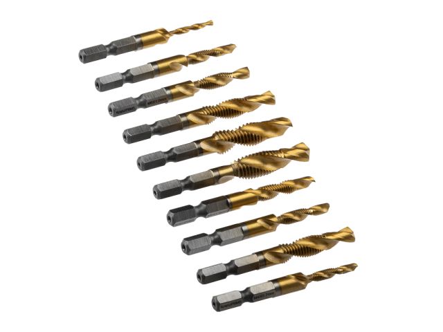 Набор сверл-метчиков (M3x1, M4x1, M5x2, M6x2, M8x2, M10x2) Р6М5, ТИТАН, 10 шт. KRANZ