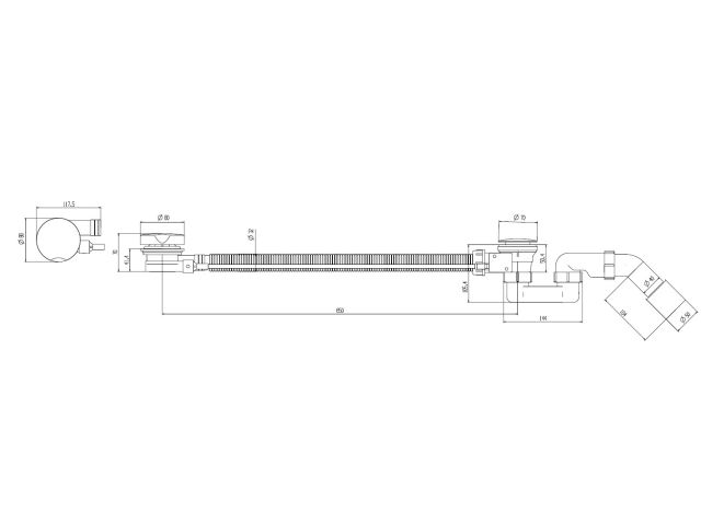 Сифон для ванны автомат, с гибкой трубой 1 1/2" - 650 мм, AV Engineering