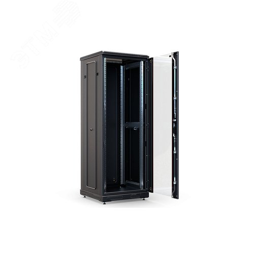 Шкаф телекоммуникационный напольный 33U 600x800 ШТ-НП-М-33U-600-800-С-Ч, передняя дверь стекло, черный
