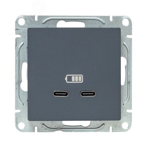 Механизм розетки USB-C - 2шт графит Эпика EKF
