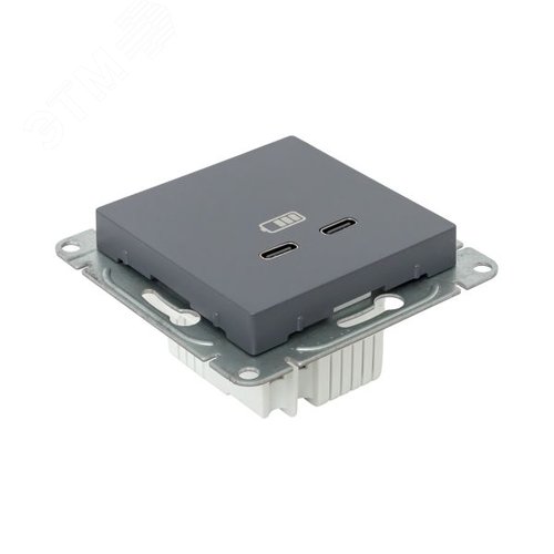 Механизм розетки USB-C - 2шт графит Эпика EKF