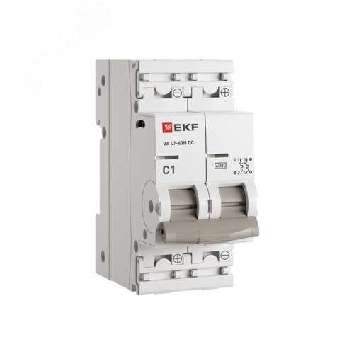 Выключатель автоматический двухполюсный 2P 1А (C) 6kA ВА 47-63N DC M63DC621C PROXIMA EKF
