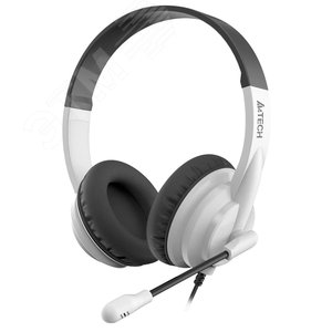 Гарнитура накладная HU-10, кабель 2м, USB,  черный/белый