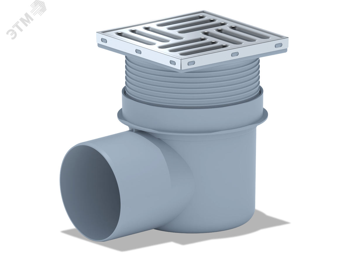 Трап горизонтальный выпуск 110 нержавеющая решетка 15х15см сухой затвор