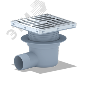 Трап горизонтальный выпуск 50 металлическая решетка 15х15см регулируемый сухой затвор