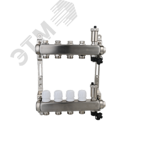 Коллекторная группа с настроечными и регулировочными клапанами, автоматическими воздухоотводчиками дренажными клапанами нержавеющей стали 1' 4 х 3/4'