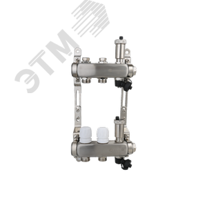 Коллекторная группа с настроечными и регулировочными клапанами, автоматическими воздухоотводчиками дренажными клапанами нержавеющей стали 1' 2 х 3/4'