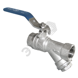 Кран шаровой с косым фильтром ВВ 1/2 Vs ручка никелированный