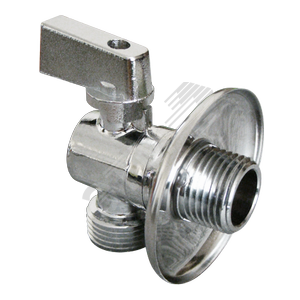 Кран шаровой угловой с обр.клап. и отраж., хром НН 1/2x3/4