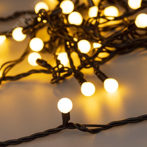 Светодиодная гирлянда ARD-BALL-CLASSIC-D13-5000-BLACK-50LED WARM (230V, 3.5W) (Ardecoled, IP65)