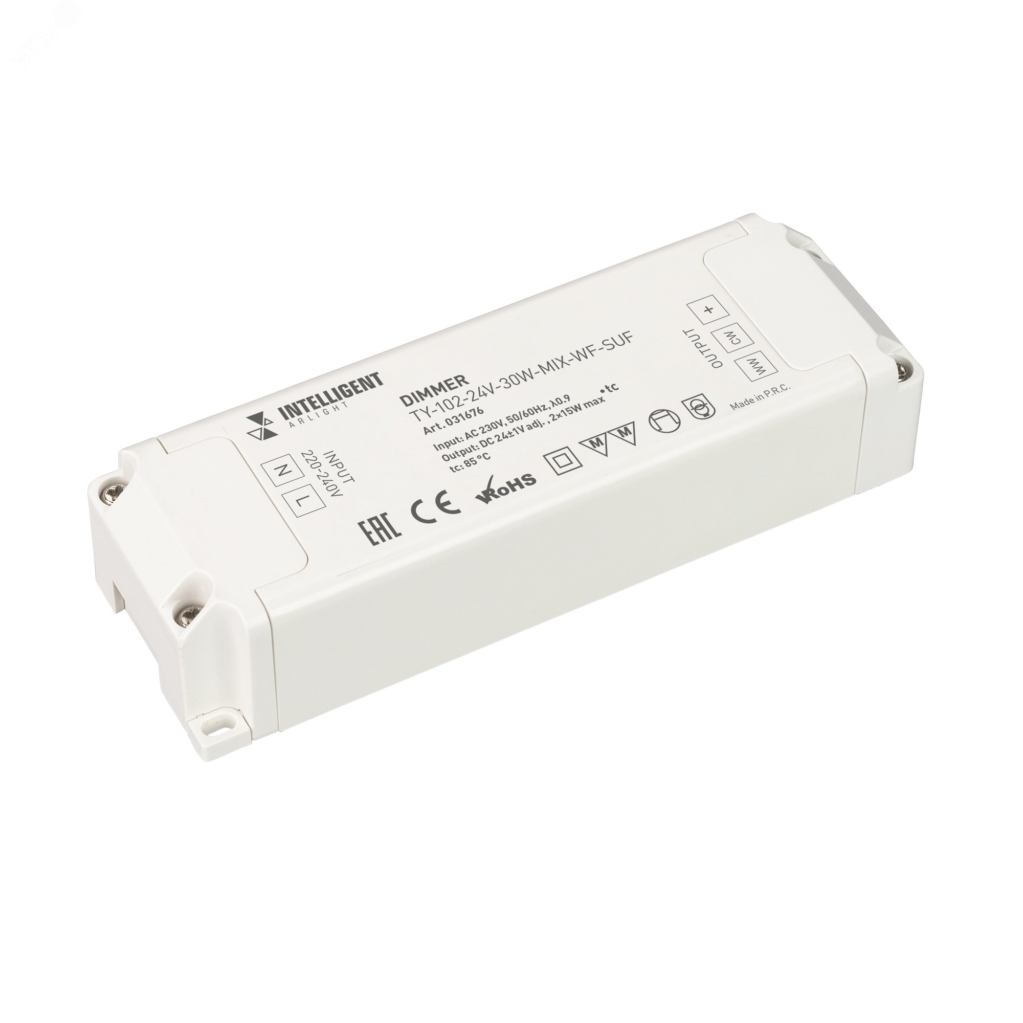 Диммер TY-102-24V-30W-MIX-WF-SUF (230V, WIFI, 433MHz, 2x0.6A) (IARL, Пластик)