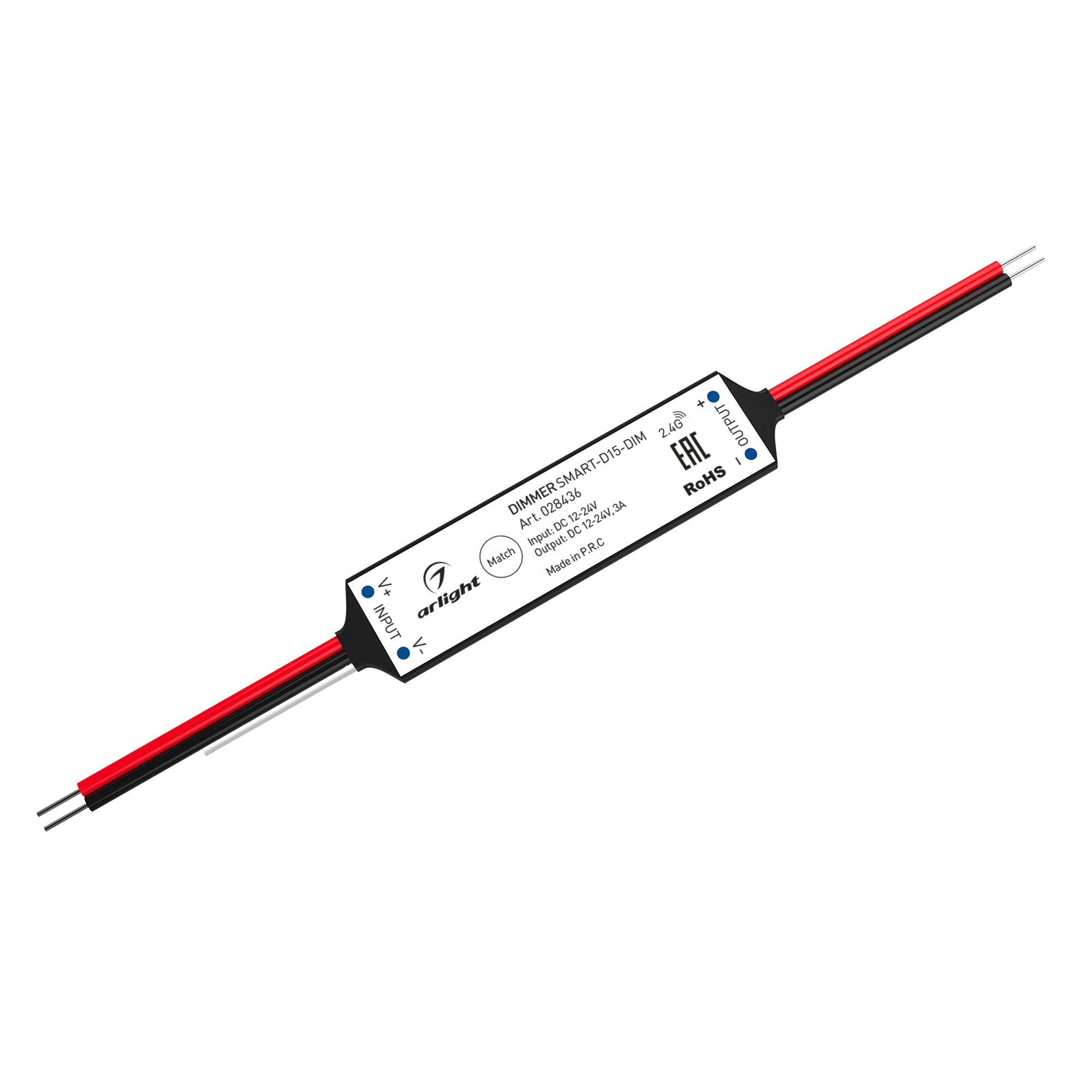 Диммер SMART-D15-DIM (12-24V, 1x3A, 2.4G) (ARL, IP20 Пластик, 5 лет)