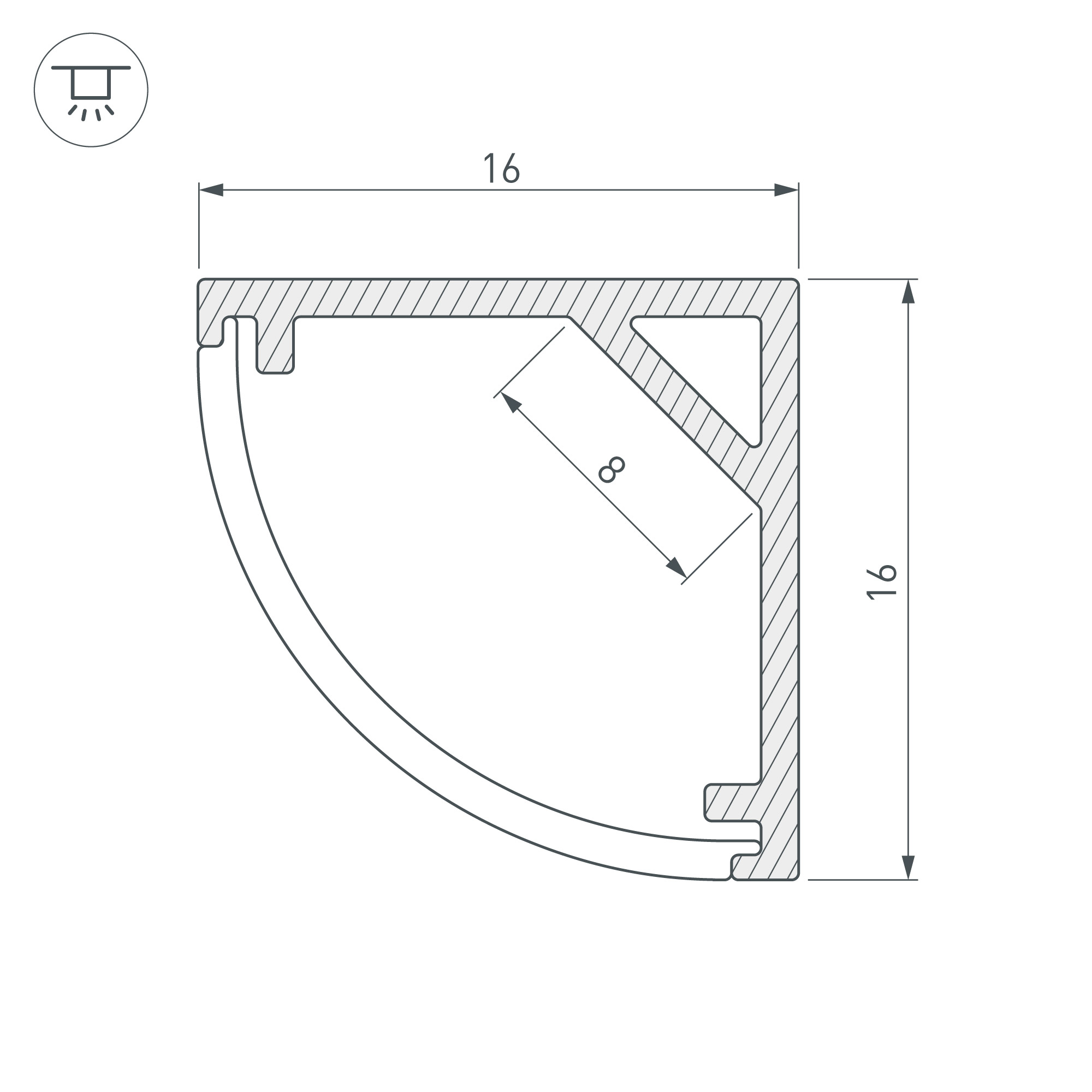 Профиль SL-KANT-H16-3000 ANOD (Алюминий)