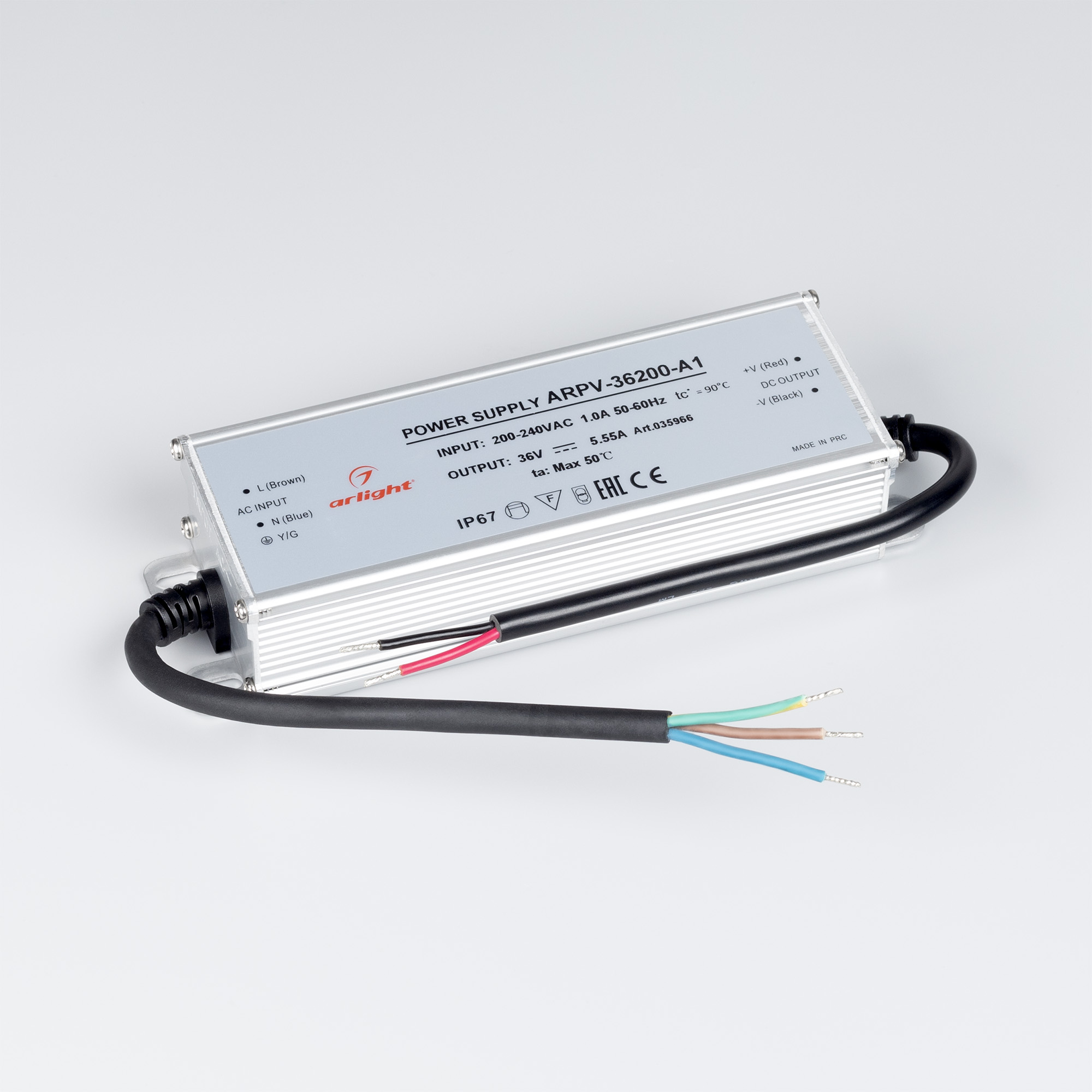 Блок питания ARPV-36200-A1 (36V, 5.55A, 200W) (, IP67 Металл, 3 года)