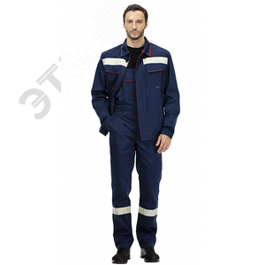 Костюм Джокер (ткань смесовая, 210), куртка, полукомбинезон, темно-синий-красный, 104-108,170-176